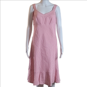 Ann Taylor Loft Linen Rayon Pink Sleeveless Empire Waist Ruffle Hem Midi…